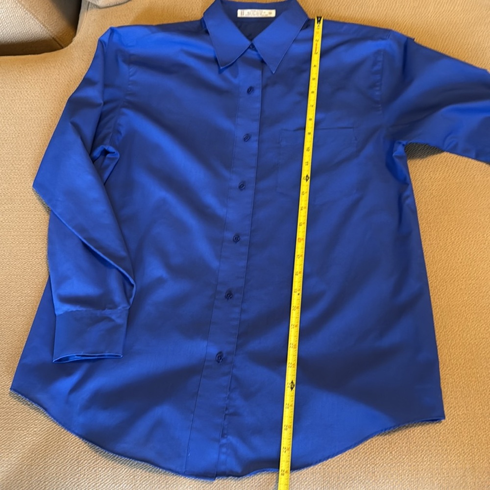 Women’s Foxcroft blue long sleeve button down dress shirt. Size 10 - Picture 14 of 14
